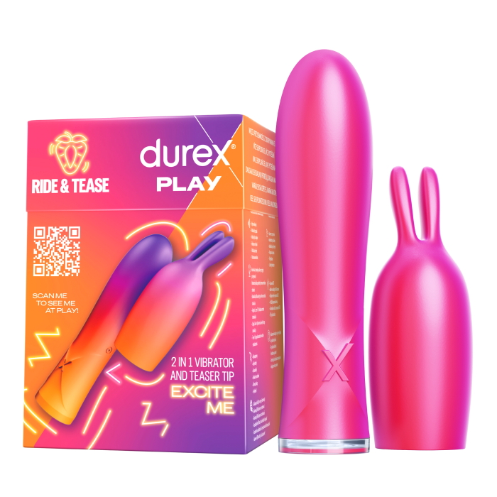 Durex 2in1 Vibrator & Teaser Tip - vibrators ar stimulējošo uzgali divi vienā