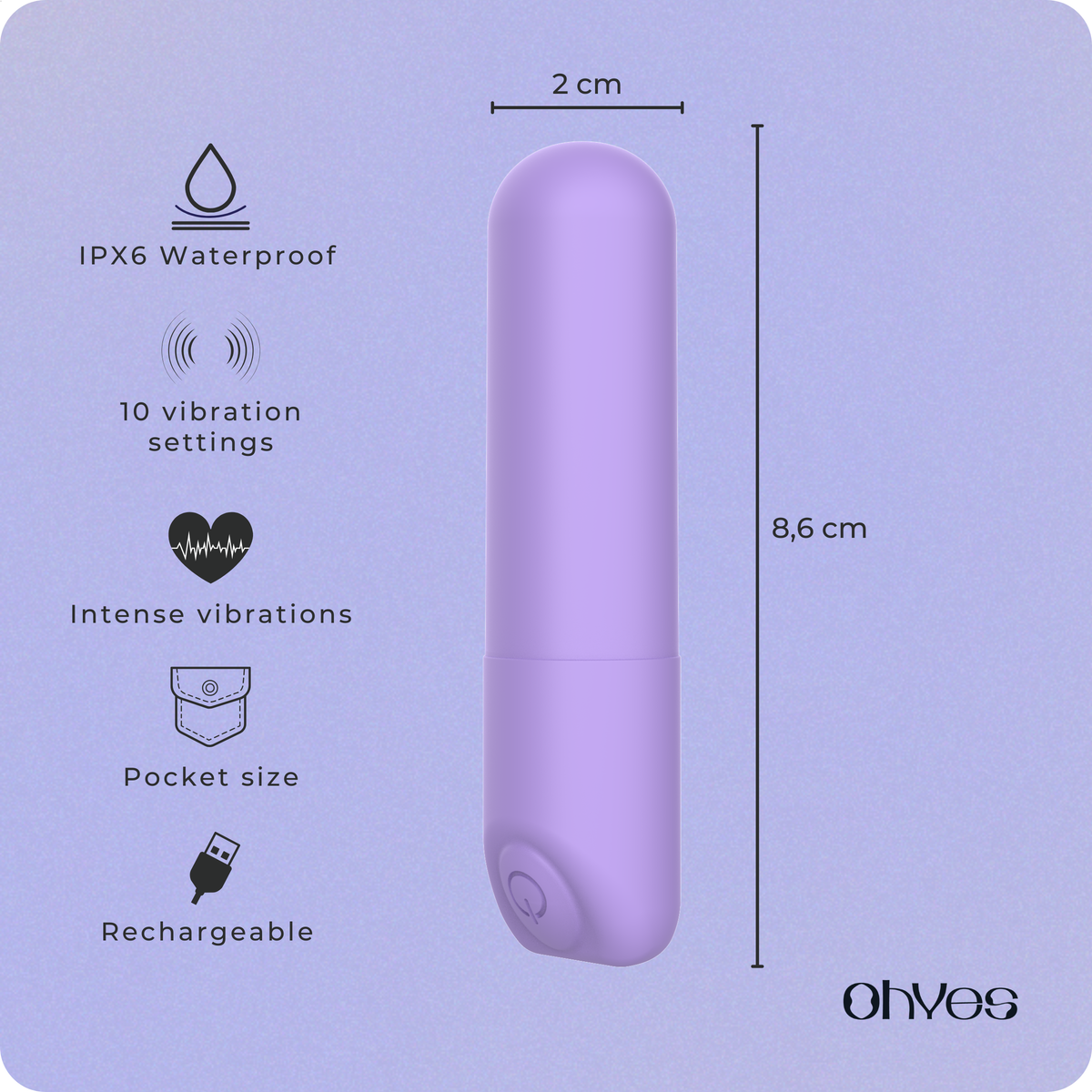 OHYES Mini Bullet Vibrator - Lavender